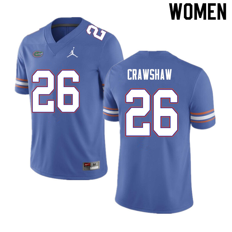 Women #26 Jeremy Crawshaw Florida Gators College Football Jerseys Sale-Blue